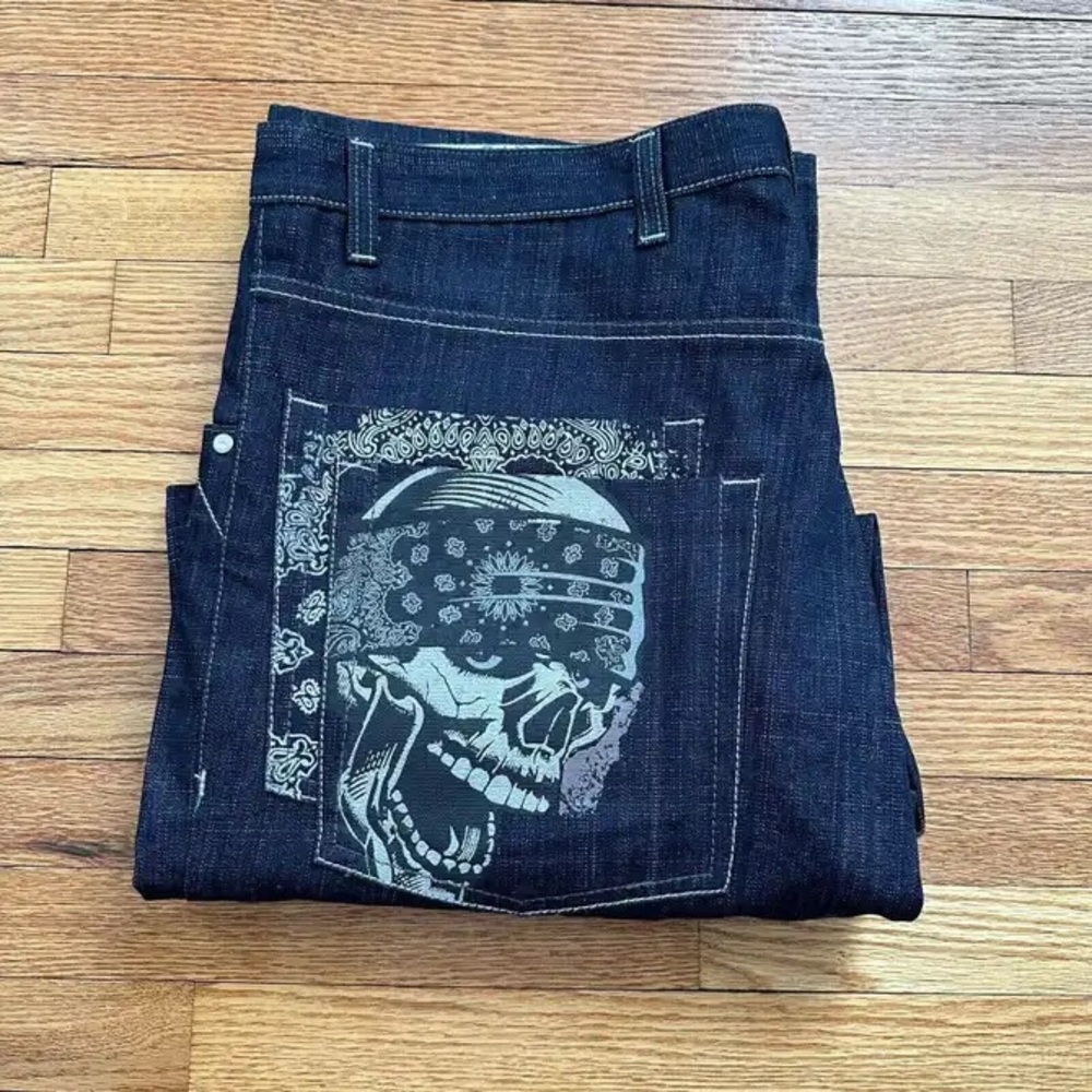 Vintage Dyse One Skull Denim Jeans Baggy Skater Jnco Jeans